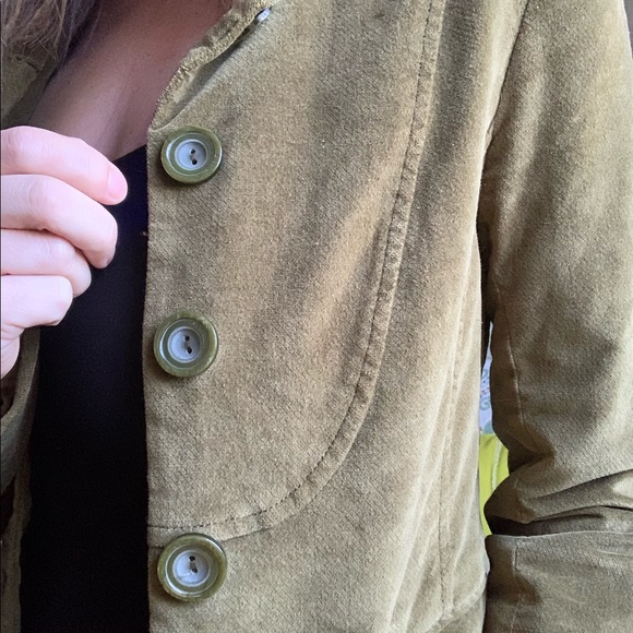 Olive green velvet FOSSIL blazer coat - Picture 8 of 16